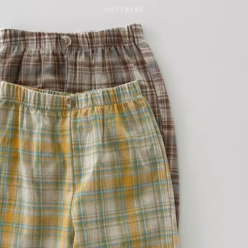 Oott Bebe - Korean Children Fashion - #Kfashion4kids - Minial Check Pants - 10