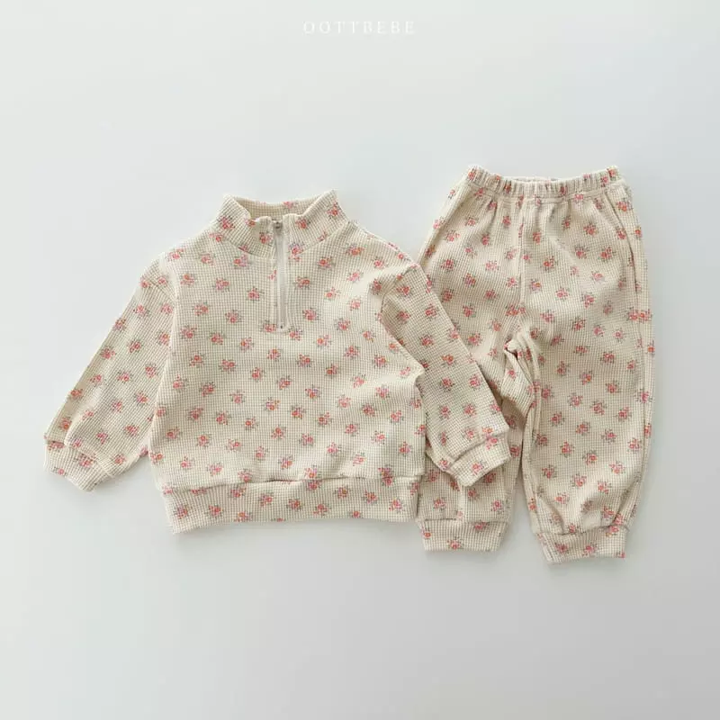Oott Bebe - Korean Children Fashion - #childofig - Small Flower Anorak Top Bottom Set - 6