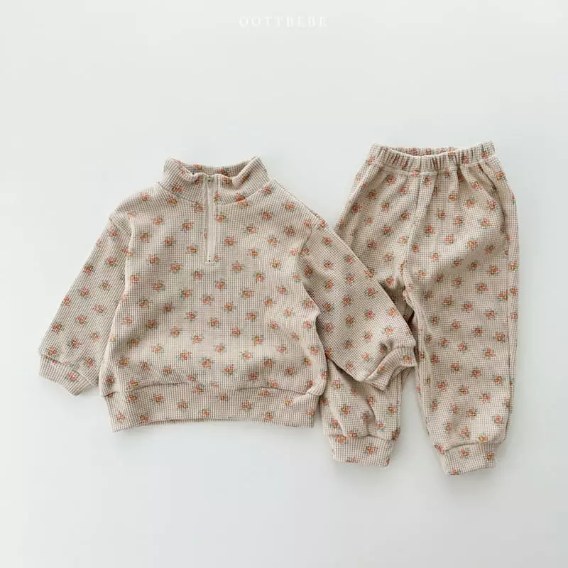 Oott Bebe - Korean Children Fashion - #childrensboutique - Small Flower Anorak Top Bottom Set - 7