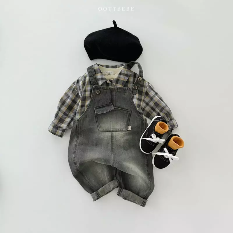 Oott Bebe - Korean Children Fashion - #kidsshorts - Lobin Check Shirt - 8