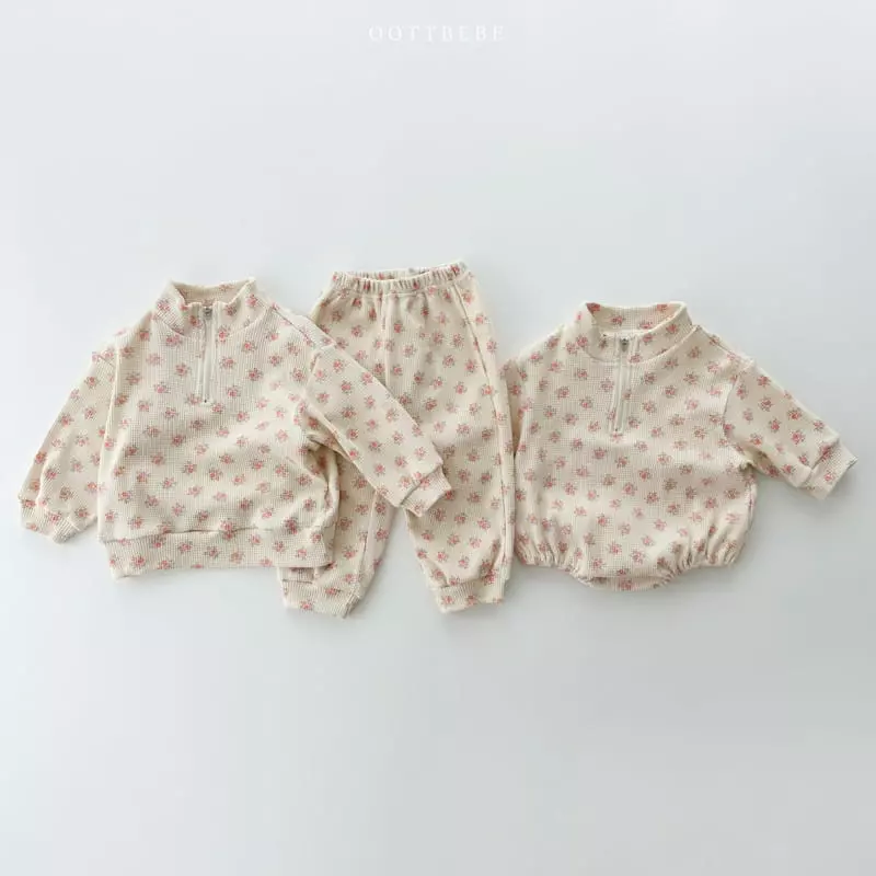 Oott Bebe - Korean Children Fashion - #kidsstore - Small Flower Anorak Top Bottom Set - 12