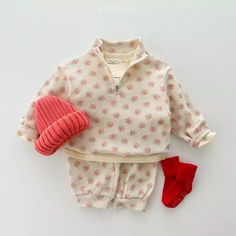 Oott Bebe - Korean Children Fashion - #littlefashionista - Small Flower Anorak Top Bottom Set