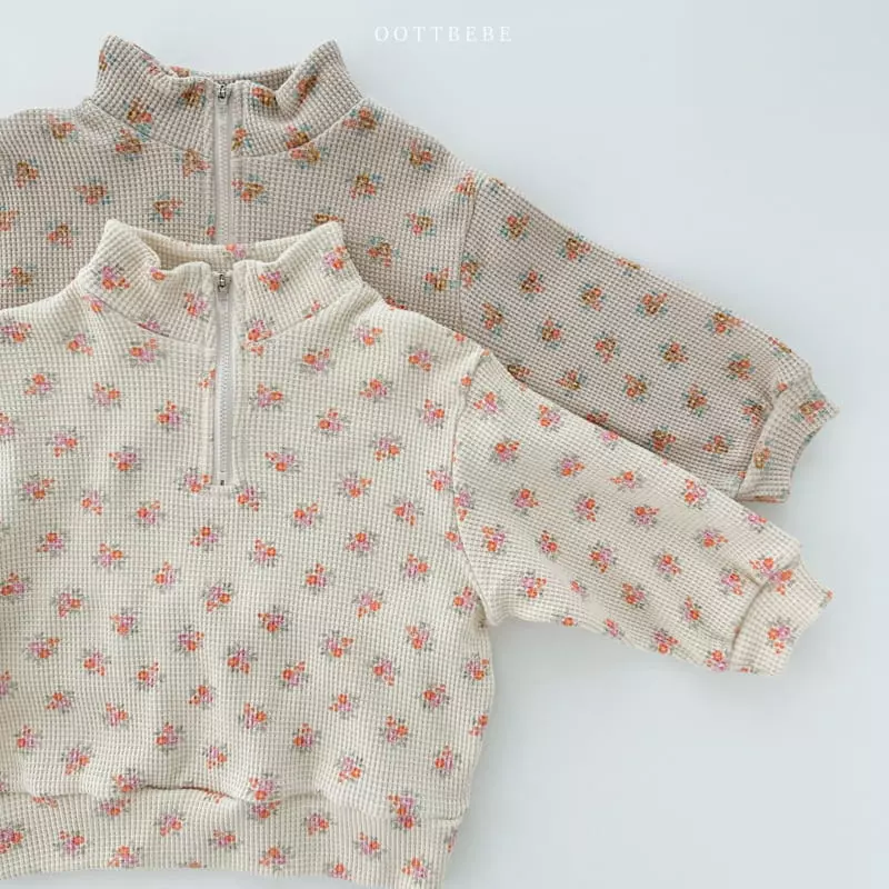 Oott Bebe - Korean Children Fashion - #minifashionista - Small Flower Anorak Top Bottom Set - 4