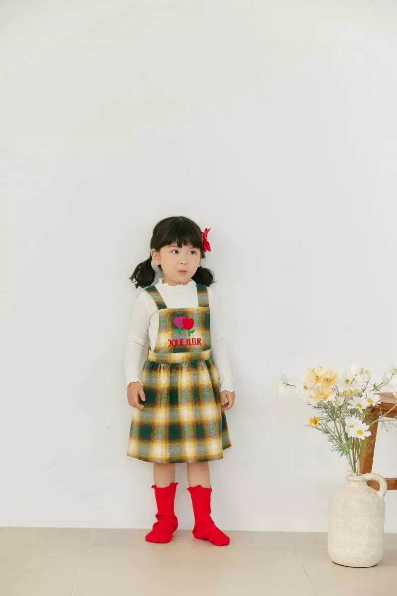 Orange Mom - Korean Children Fashion - #kidsshorts - Check Dungarees One-piece - 3