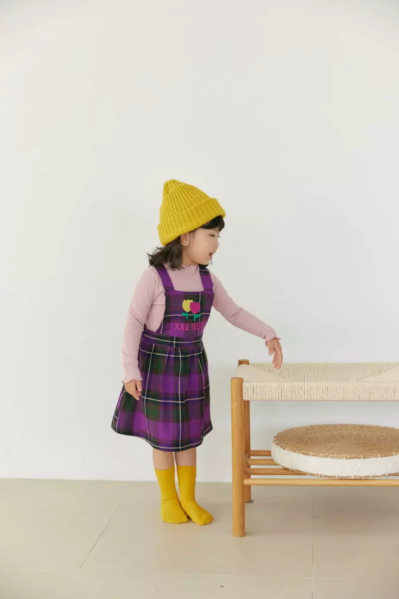 Orange Mom - Korean Children Fashion - #kidsshorts - Check Dungarees One-piece - 4