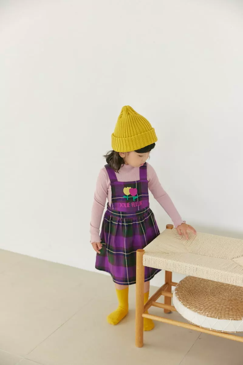 Orange Mom - Korean Children Fashion - #littlefashionista - Check Dungarees One-piece - 7