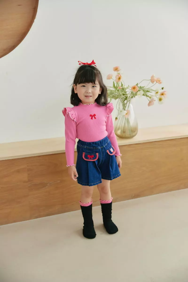 Orange Mom - Korean Children Fashion - #littlefashionista - Ribbon Bear Skirt Pants - 5