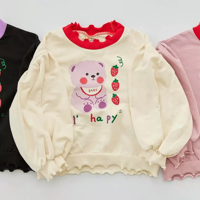 Orange Mom - Korean Children Fashion - #todddlerfashion - Strawberry Sweatshirt - 2