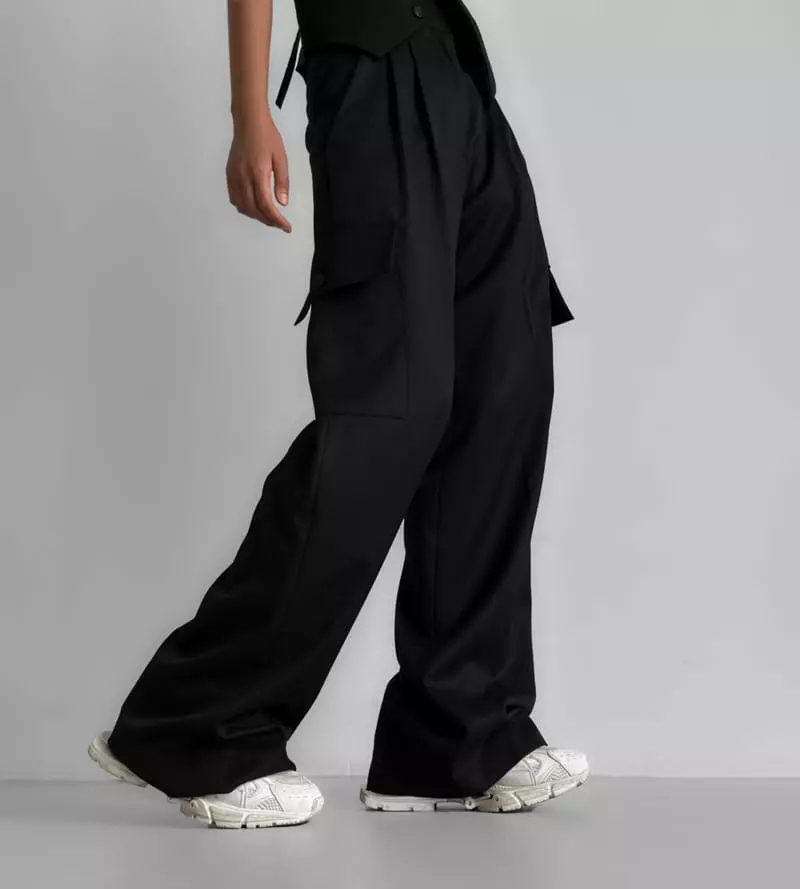 Paper Moon - Korean Women Fashion - #momslook - cargo wide tailored trousers - 7