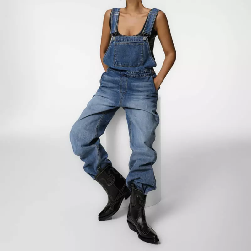 Paper Moon - Korean Women Fashion - #momslook - classic blue jeans denim overalls - 12