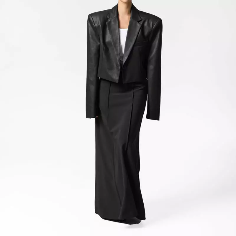Paper Moon - Korean Women Fashion - #momslook - cropped vintage leather blazer jacket - 7
