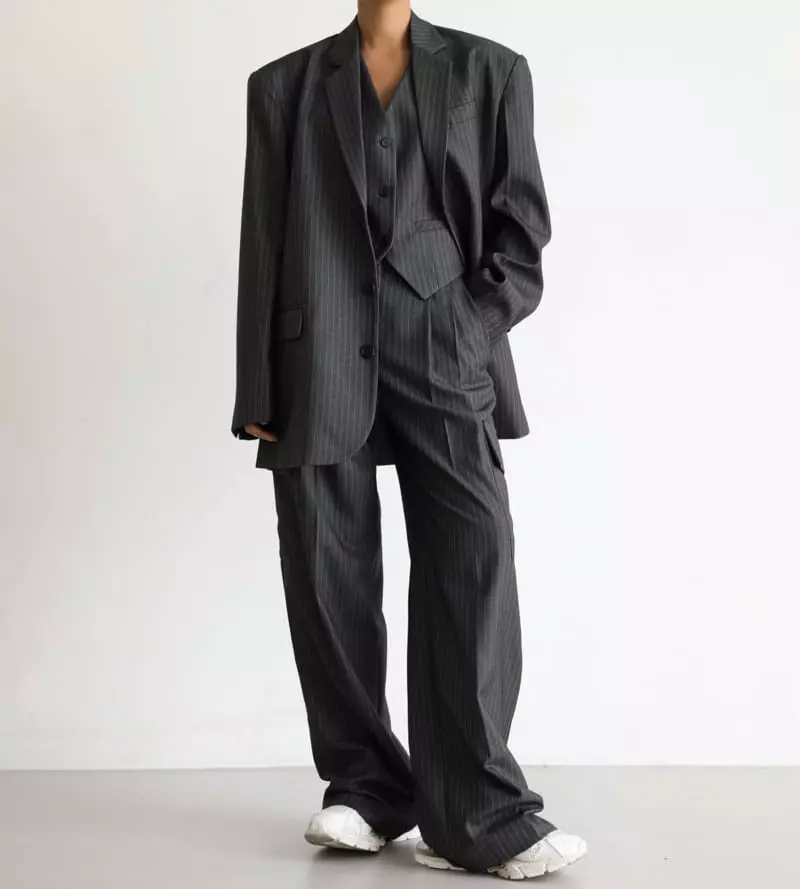 Paper Moon - Korean Women Fashion - #thatsdarling - pin striped tailored single blazer