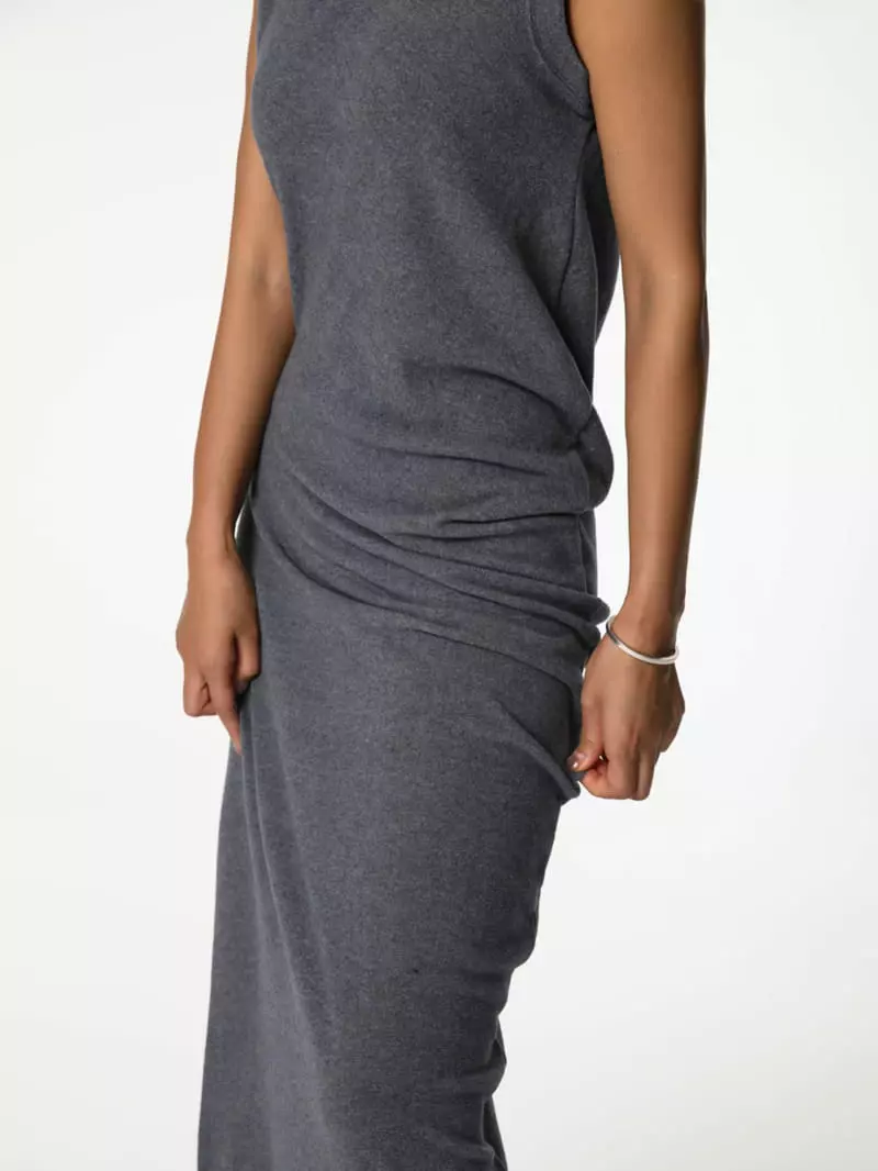 Paper Moon - Korean Women Fashion - #thelittlethings - unbalanced draped detail sleeveless maxi dress - 3
