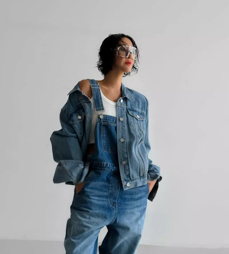 Paper Moon - Korean Women Fashion - #womensfashion - classic blue jeans denim overalls - 3