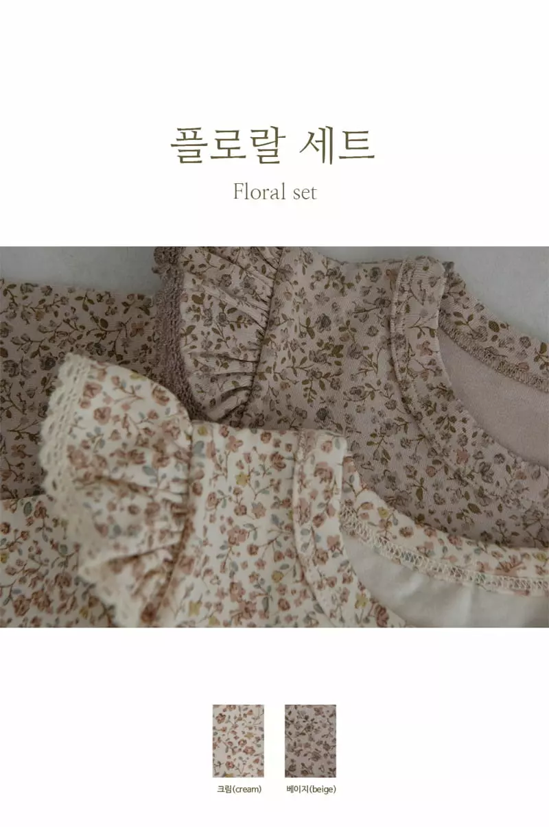 Peekaboo - Korean Children Fashion - #kidsshorts - Floral Top Bottom Set