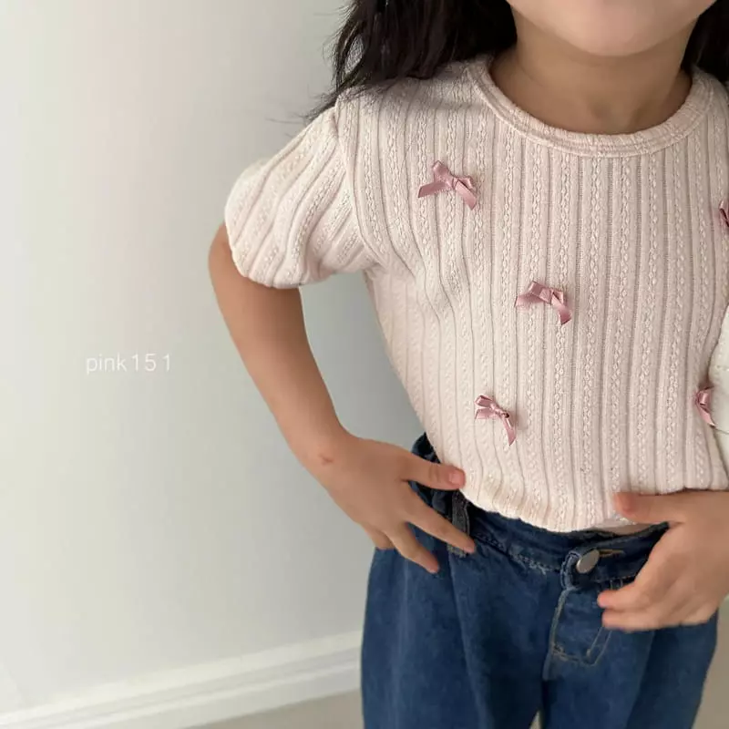 Pink151 - Korean Children Fashion - #stylishchildhood - Ribbon Knitt Tee - 6