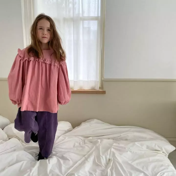 Plan B Atelier - Korean Children Fashion - #designkidswear - Square Frill Rib Blouse - 5