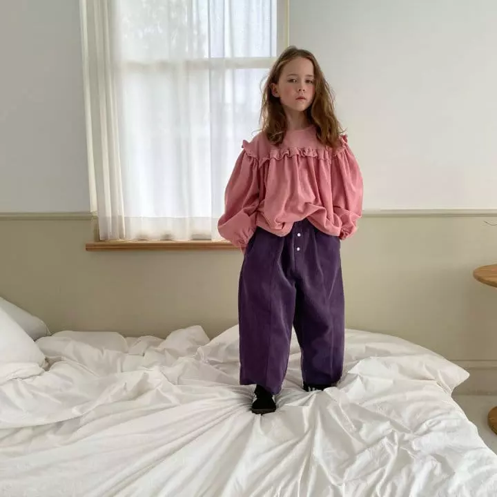Plan B Atelier - Korean Children Fashion - #discoveringself - Square Frill Rib Blouse - 6
