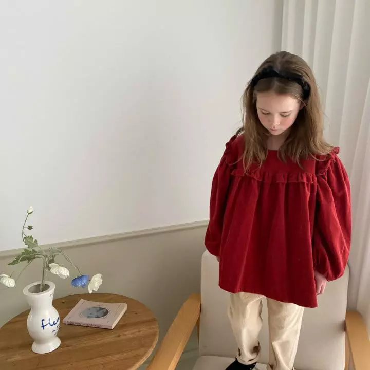 Plan B Atelier - Korean Children Fashion - #kidzfashiontrend - Square Frill Rib Blouse - 10