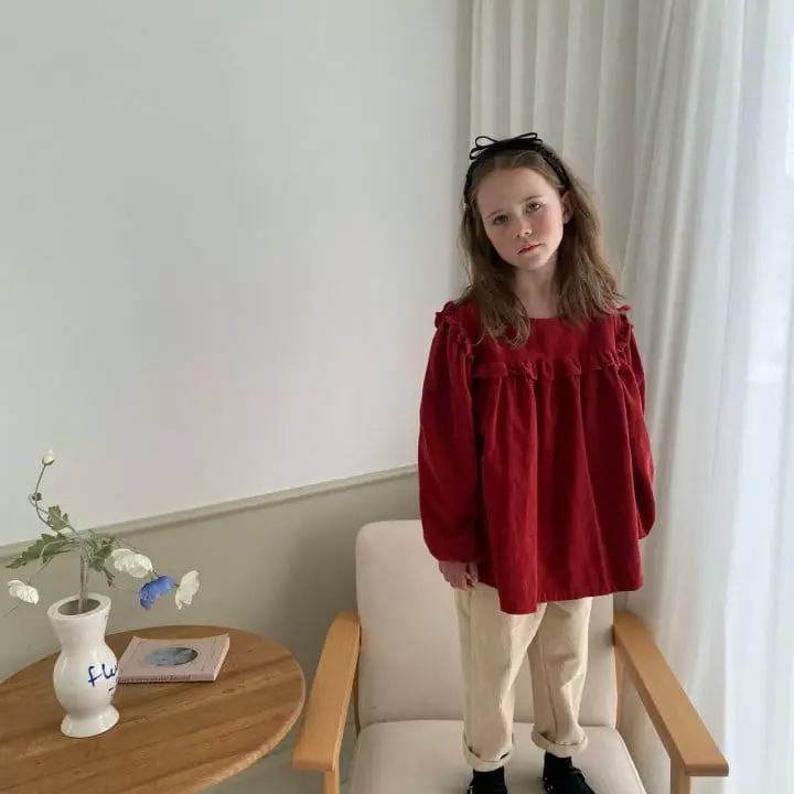 Plan B Atelier - Korean Children Fashion - #littlefashionista - Square Frill Rib Blouse - 12