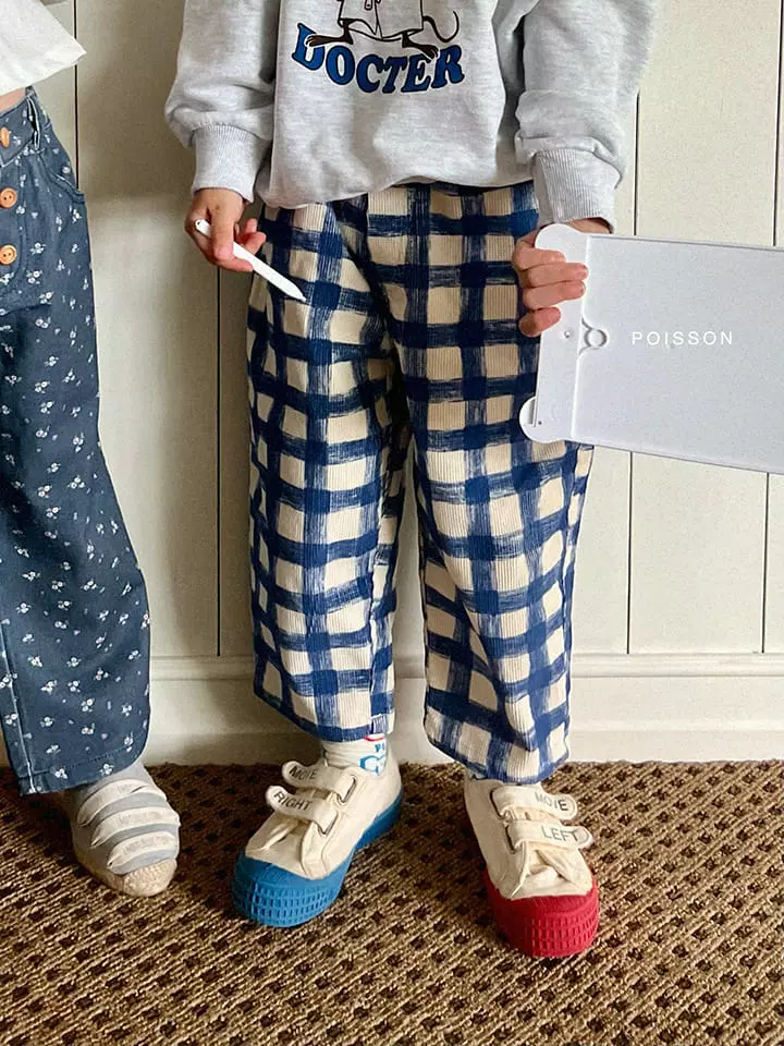 Poisson - Korean Children Fashion - #littlefashionista - Check Rib Pants - 6