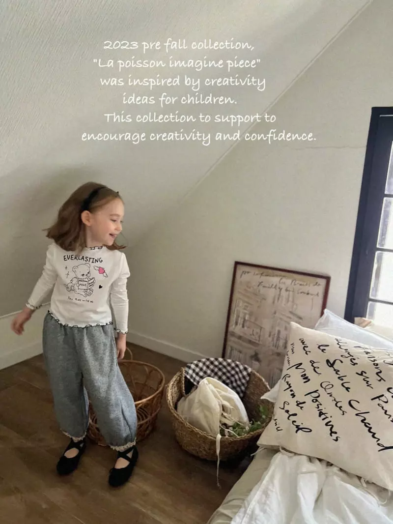 Poisson - Korean Children Fashion - #littlefashionista - Angel Bear Crop Tee - 3