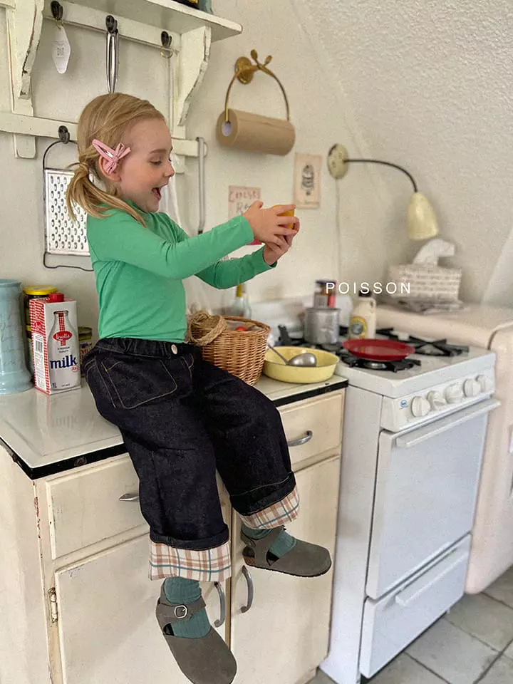 Poisson - Korean Children Fashion - #minifashionista - Tori Check Jeans - 7