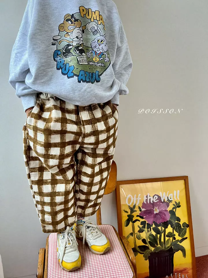 Poisson - Korean Children Fashion - #stylishchildhood - Check Rib Pants - 12