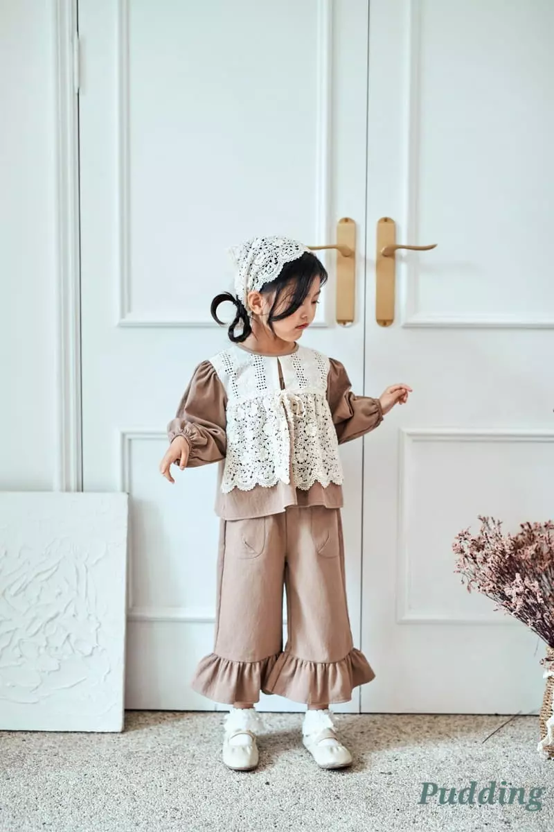 Pudding - Korean Children Fashion - #childrensboutique - Frill Top Bottom Set - 12