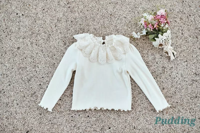 Pudding - Korean Children Fashion - #kidsshorts - Frill Tee