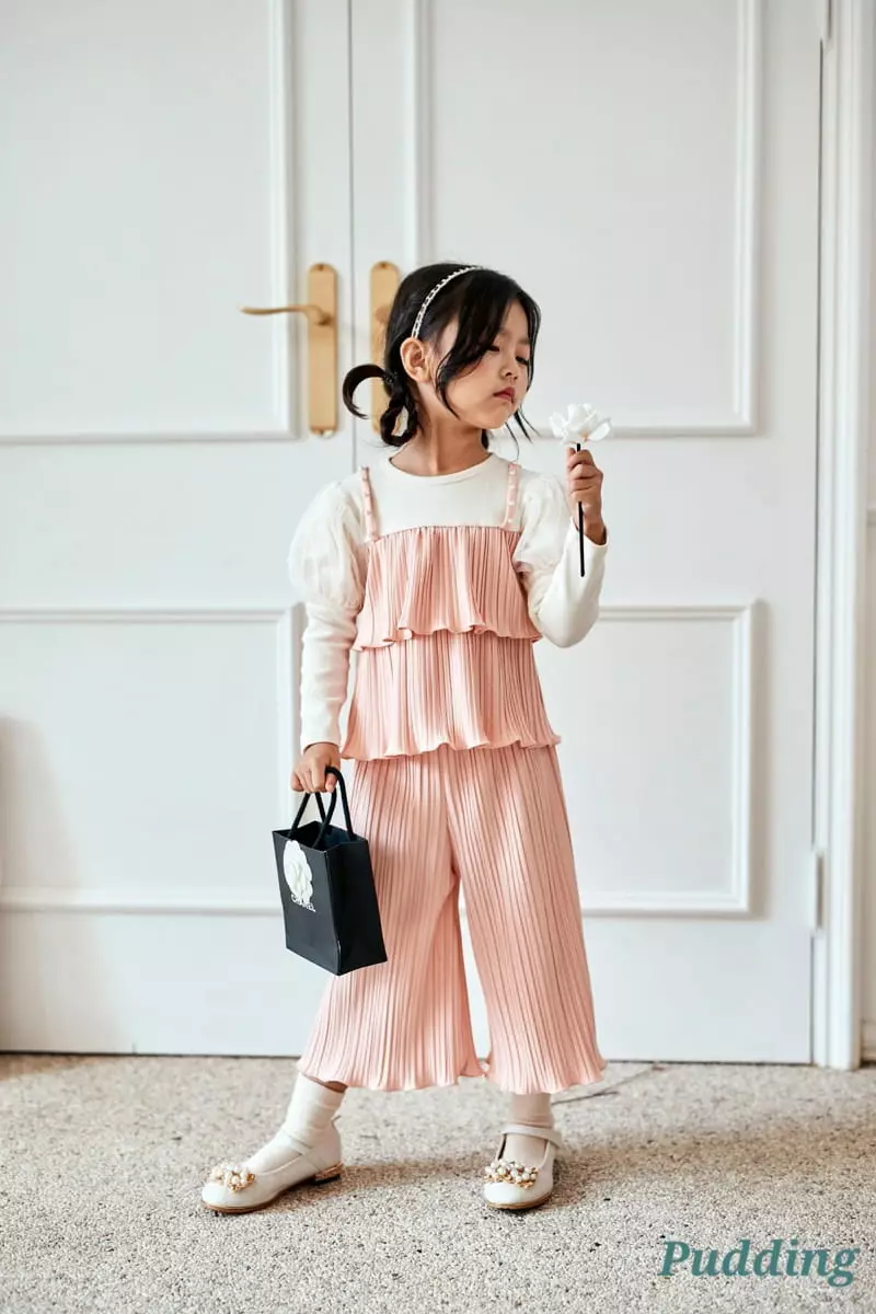 Pudding - Korean Children Fashion - #littlefashionista - Wrinkle Top Bottom Set - 7