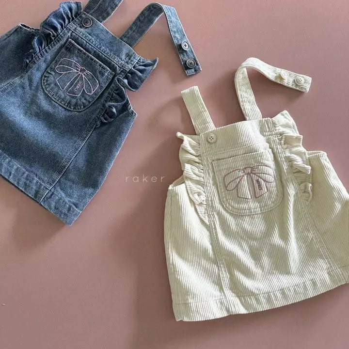 Raker - Korean Children Fashion - #todddlerfashion - Ribbon Frill Jumper Skirt