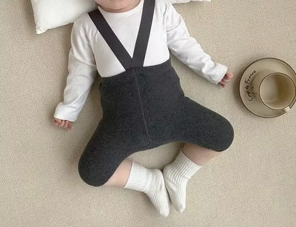 Reve Kid - Korean Baby Fashion - #babyoninstagram - Knit Dungarees Leggings