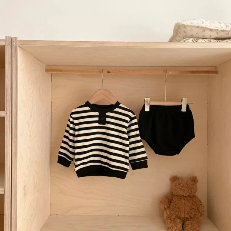 Reve Kid - Korean Baby Fashion - #babyoutfit - ST Knit Top Bottom Set - 2