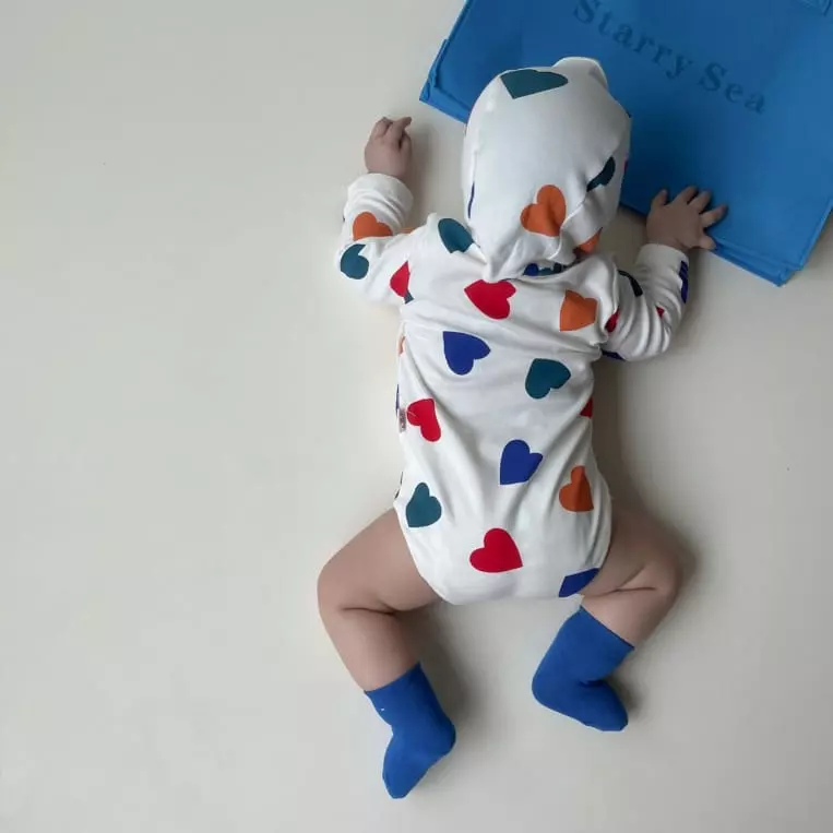 Reve Kid - Korean Baby Fashion - #onlinebabyshop - Heart Bodysuit Set