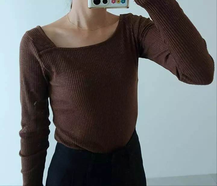 Ripple - Korean Women Fashion - #momslook - Lug Unbal Rib Tee