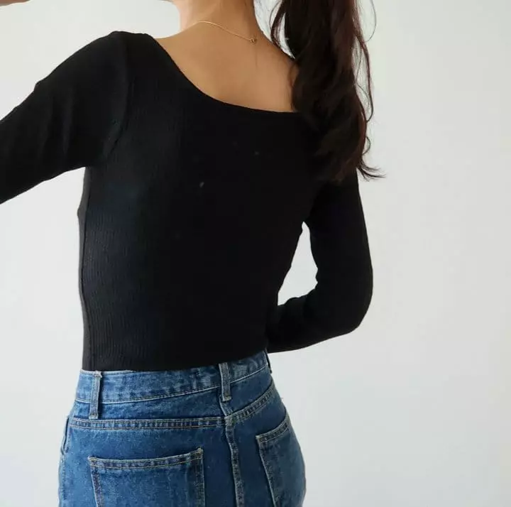 Ripple - Korean Women Fashion - #momslook - Lug Unbal Rib Tee - 5