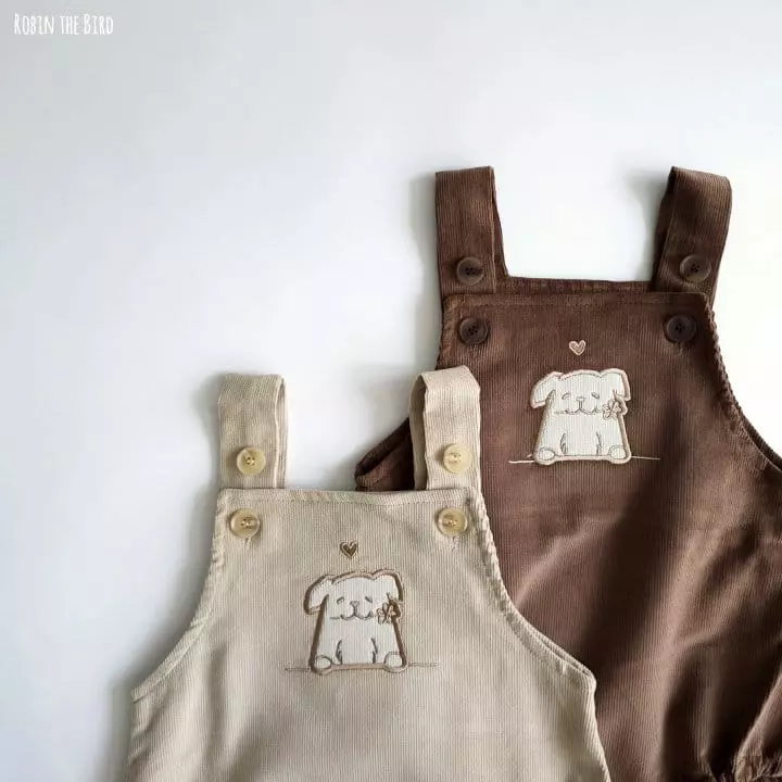 Saerobin - Korean Baby Fashion - #babyclothing - Puppy Dungarees Bodysuit - 9