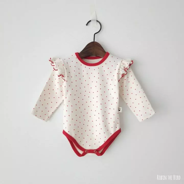 Saerobin - Korean Baby Fashion - #babyclothing - Heart Frill Bodysuit