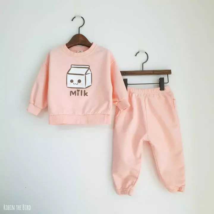 Saerobin - Korean Children Fashion - #fashionkids - Milk Sweatshirt Set - 2