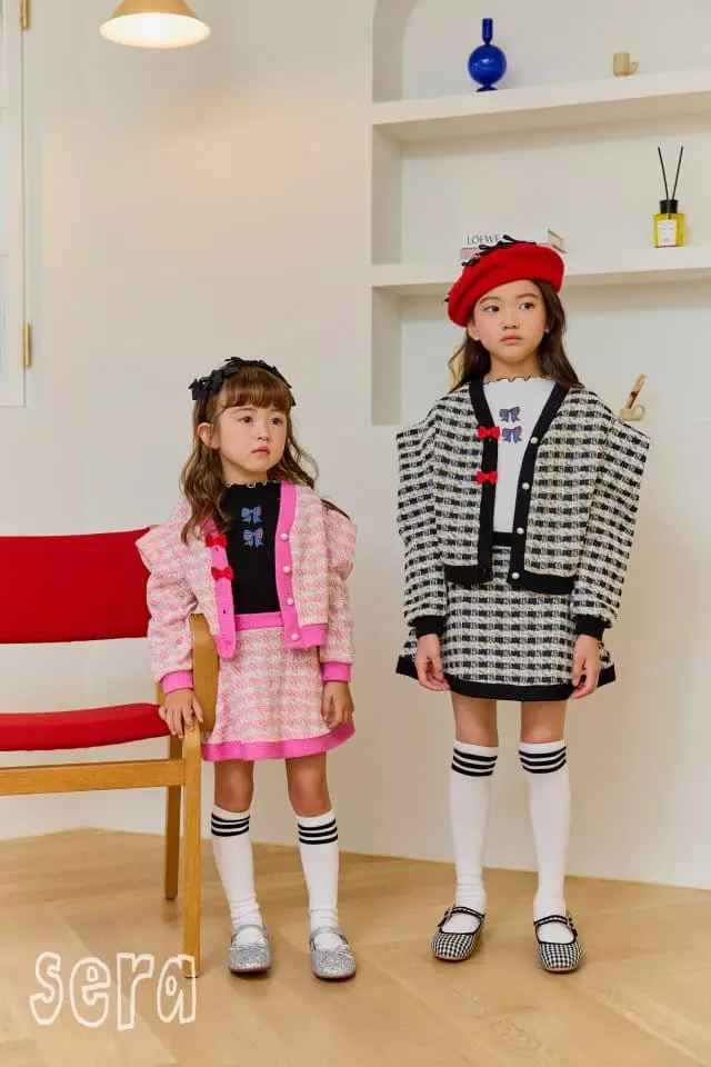 Sera - Korean Children Fashion - #Kfashion4kids - Ribbon Check Cardigan