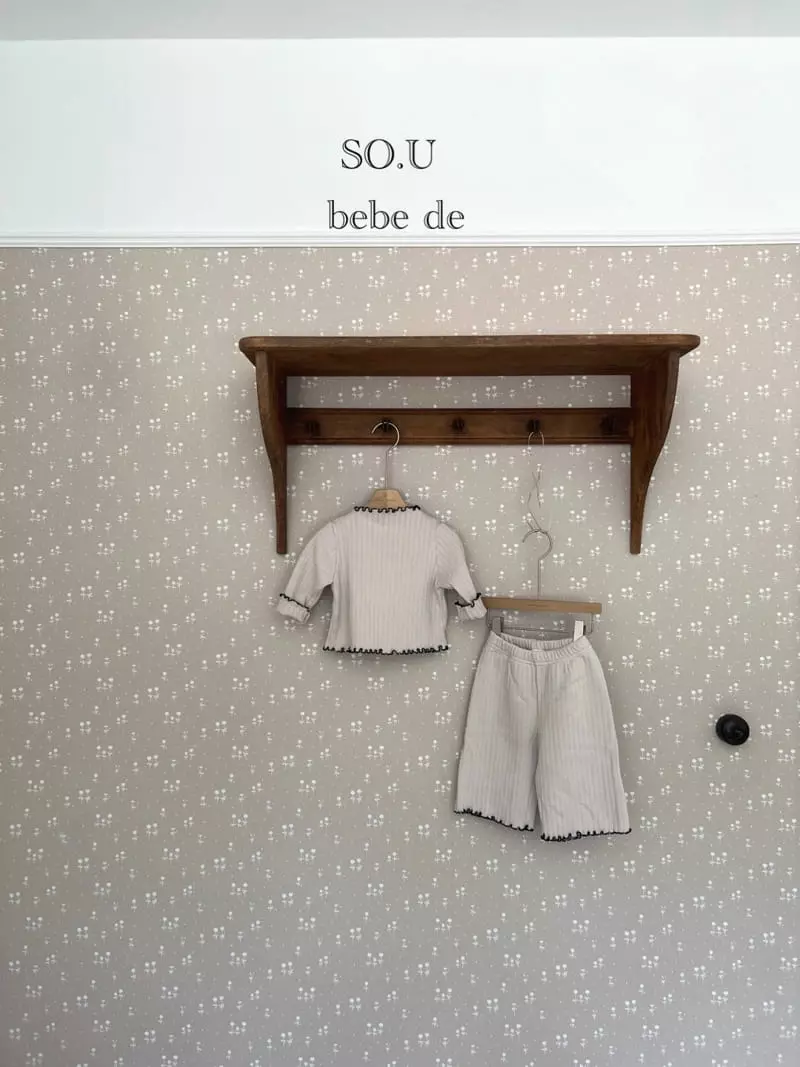 So U - Korean Baby Fashion - #onlinebabyboutique - Terry Rib Top Bottom Set - 2