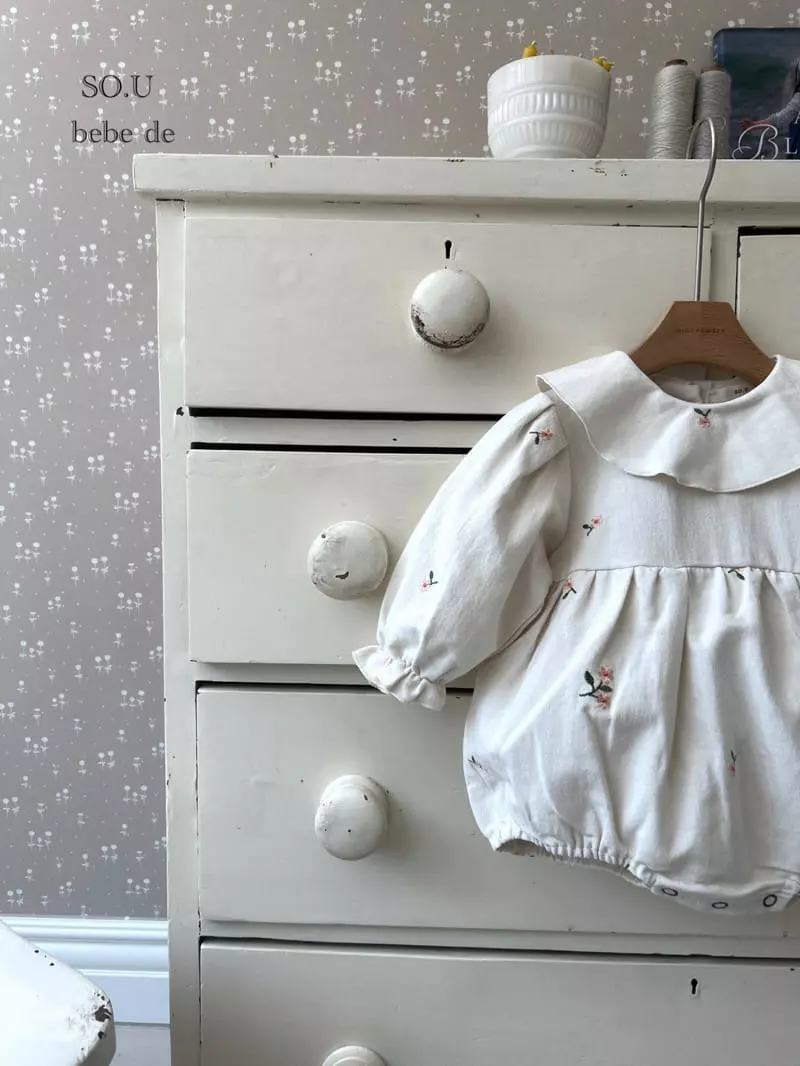 So U - Korean Baby Fashion - #onlinebabyshop - Flower Collar Bodysuit