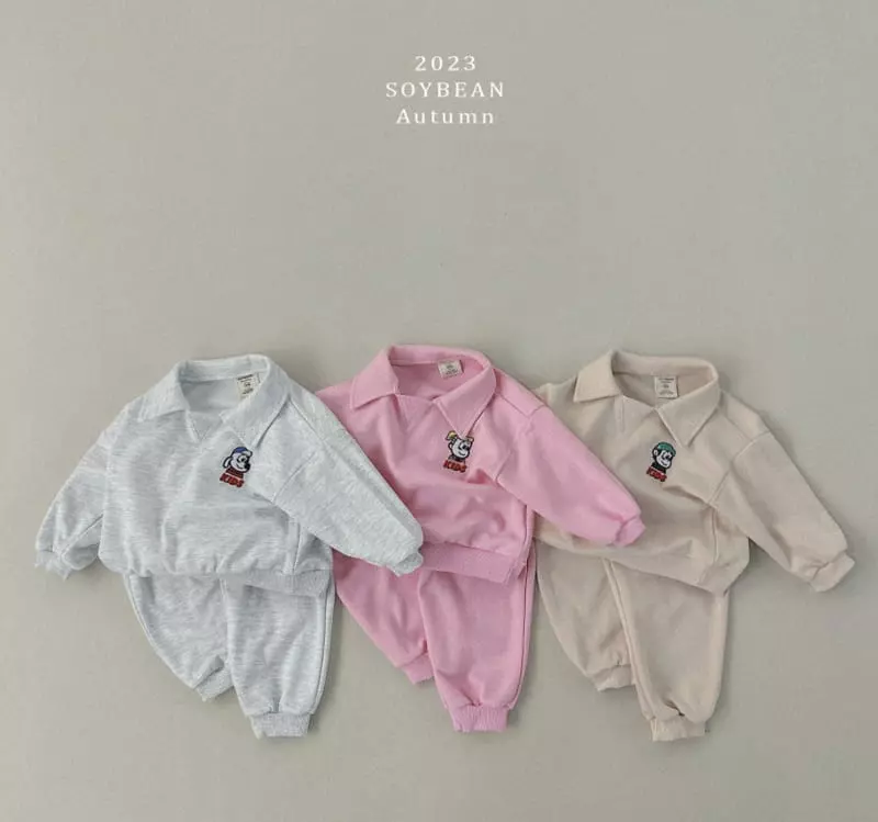 Soybean - Korean Children Fashion - #childofig - Kid Collar Top Bottom Set - 11