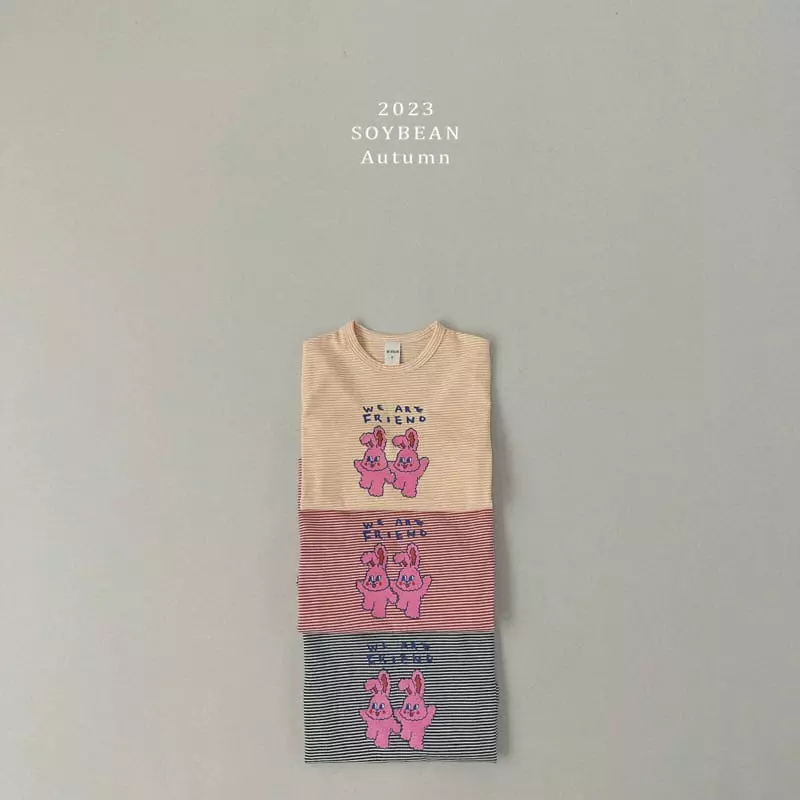 Soybean - Korean Children Fashion - #childrensboutique - Bunny Stripes Tee - 6