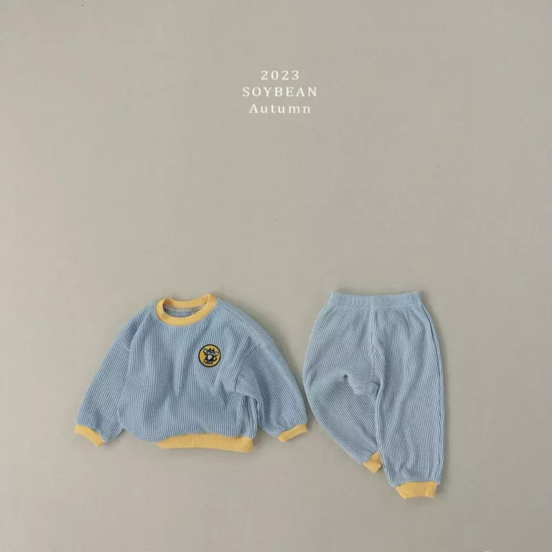 Soybean - Korean Children Fashion - #discoveringself - Waffle Patch Top Bottom Set - 9