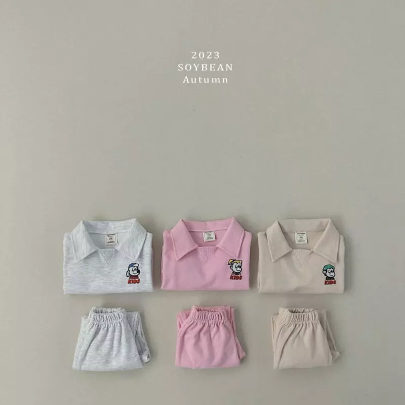 Soybean - Korean Children Fashion - #fashionkids - Kid Collar Top Bottom Set