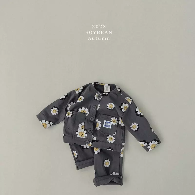 Soybean - Korean Children Fashion - #fashionkids - Flower Smile Top Bottom Set - 9