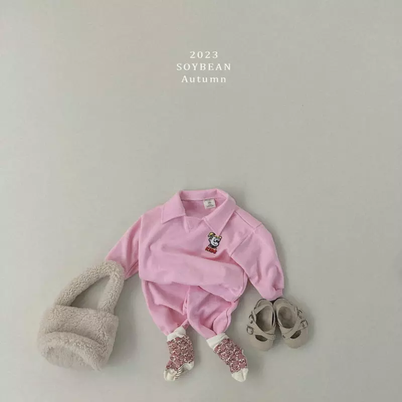 Soybean - Korean Children Fashion - #kidsstore - Kid Collar Top Bottom Set - 3