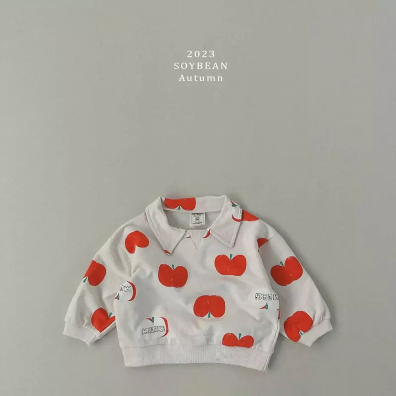 Soybean - Korean Children Fashion - #kidzfashiontrend - Collar Apple Top Bottom Set - 5